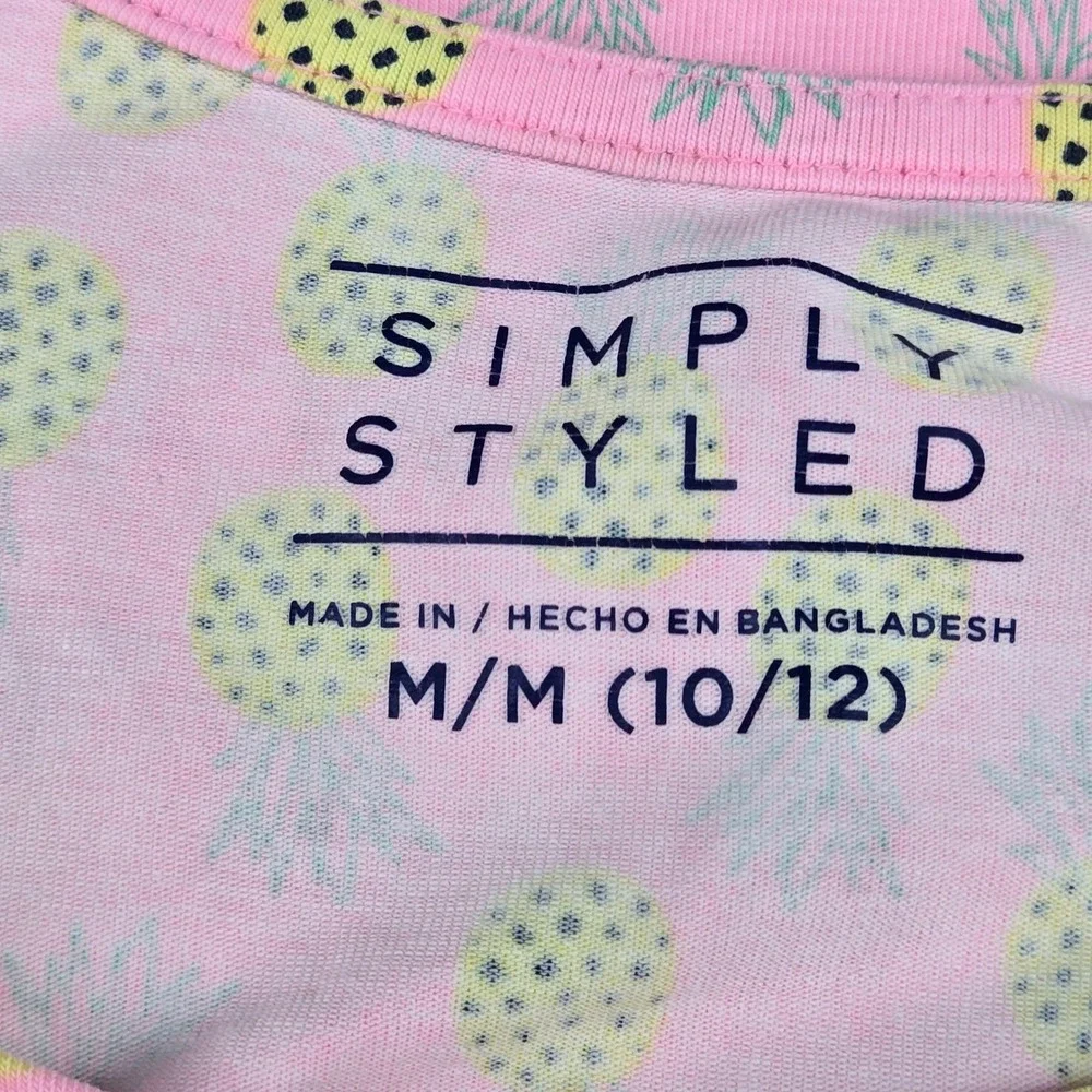 Simply‎ Styled Girls 10/12 Pink Pineapple Sleeveless Fit & Flare Dress Summer